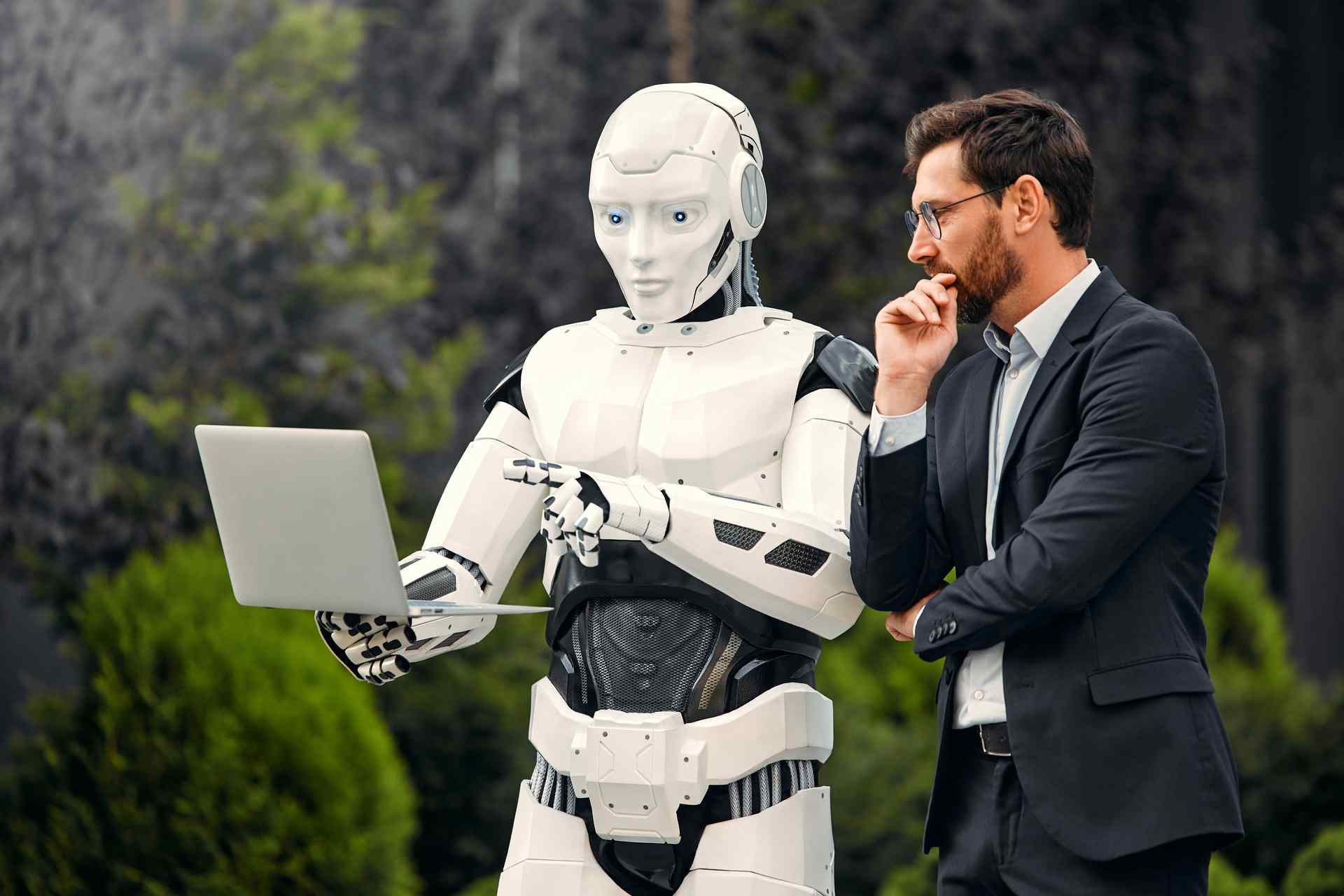 About robot-with-businessmen-on-the-street-near-the-buil-2026-01-09-08-13-19-utc